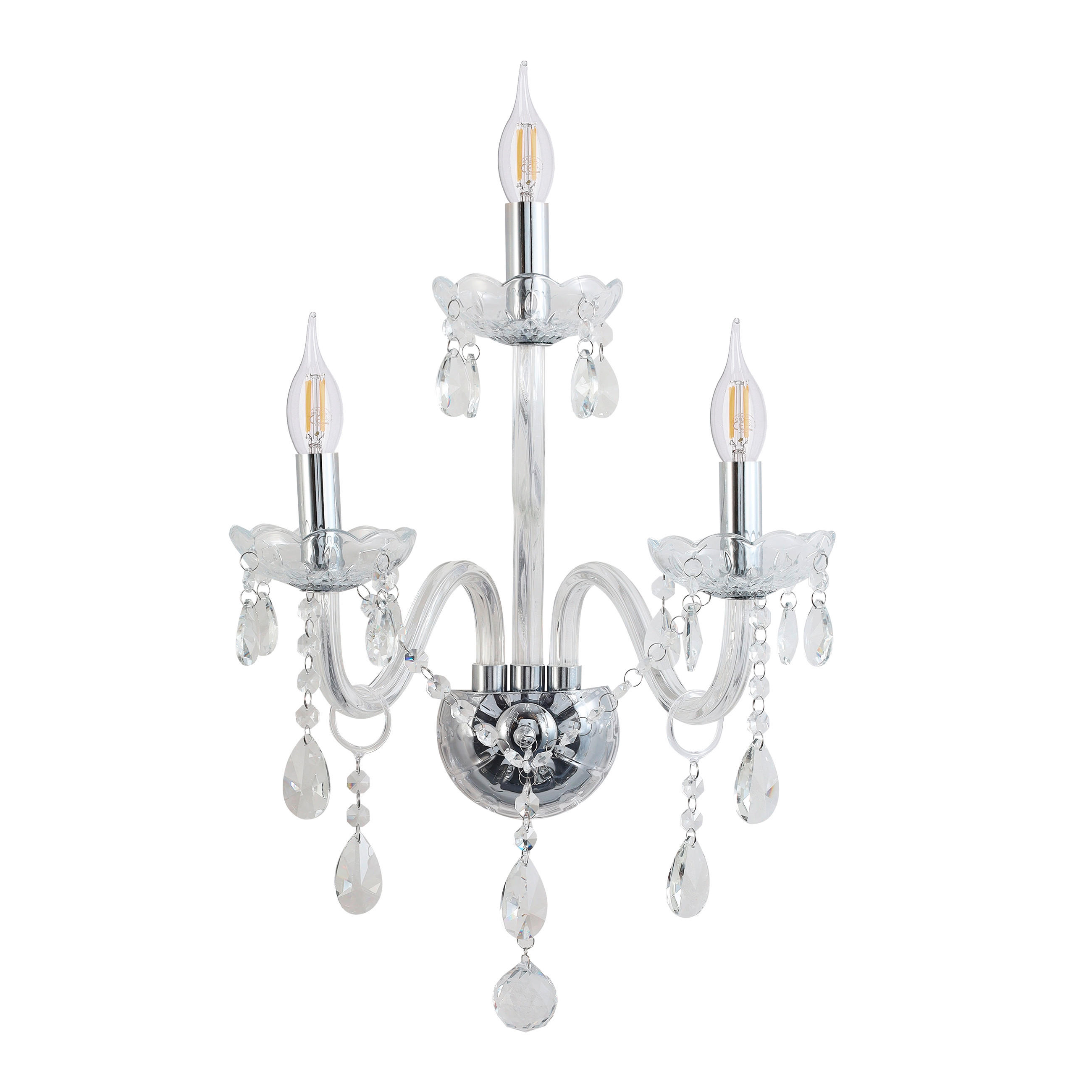 VÄGGLAMPA Cristallo 21/38/55 cm   - transparent, Klassisk, metall (21/38/55cm)