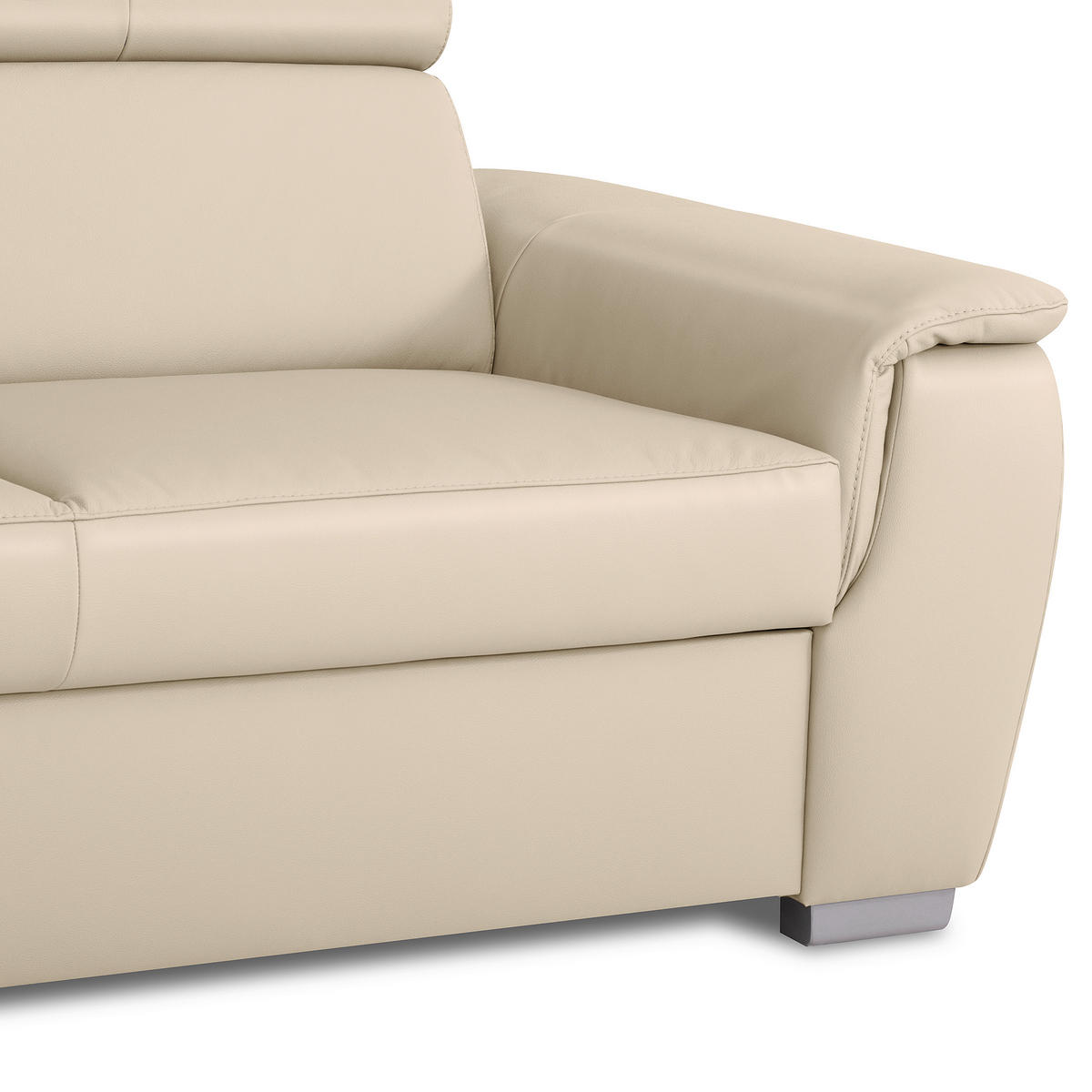 WOHNLANDSCHAFT  in Kombination Echtleder/Lederlook Grau  - Grau, Leder/Metall (211/262cm) - Celina Home
