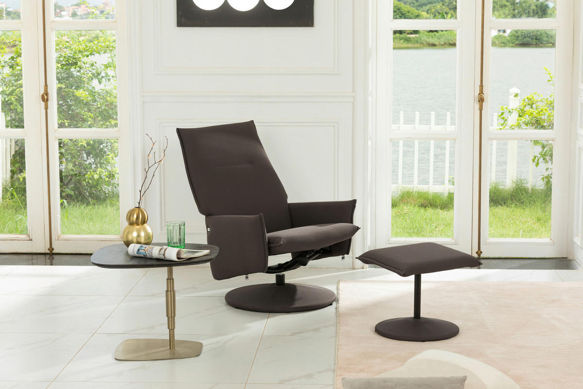 RELAXSESSELSET Webstoff Hocker    - Graubraun/Grau, MODERN, Textil/Metall (69/95/80/80/107,5cm) - P & B
