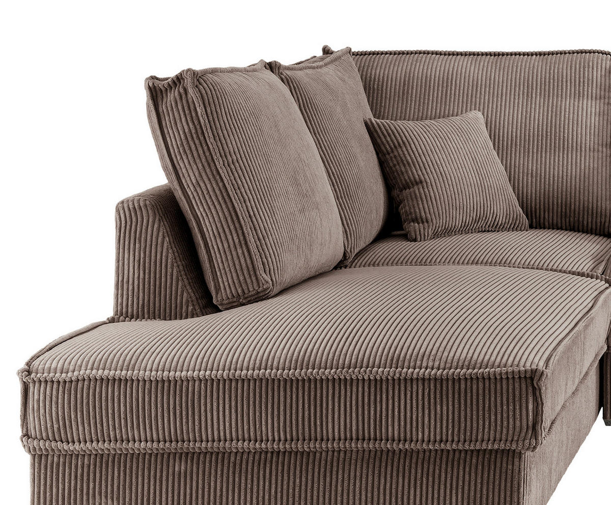 SJEDEĆA GARNITURA tekstil  sivo-smeđa   - sivo-smeđa/crna, Moderno, tekstil/metal (198/309/150cm) - MID.YOU