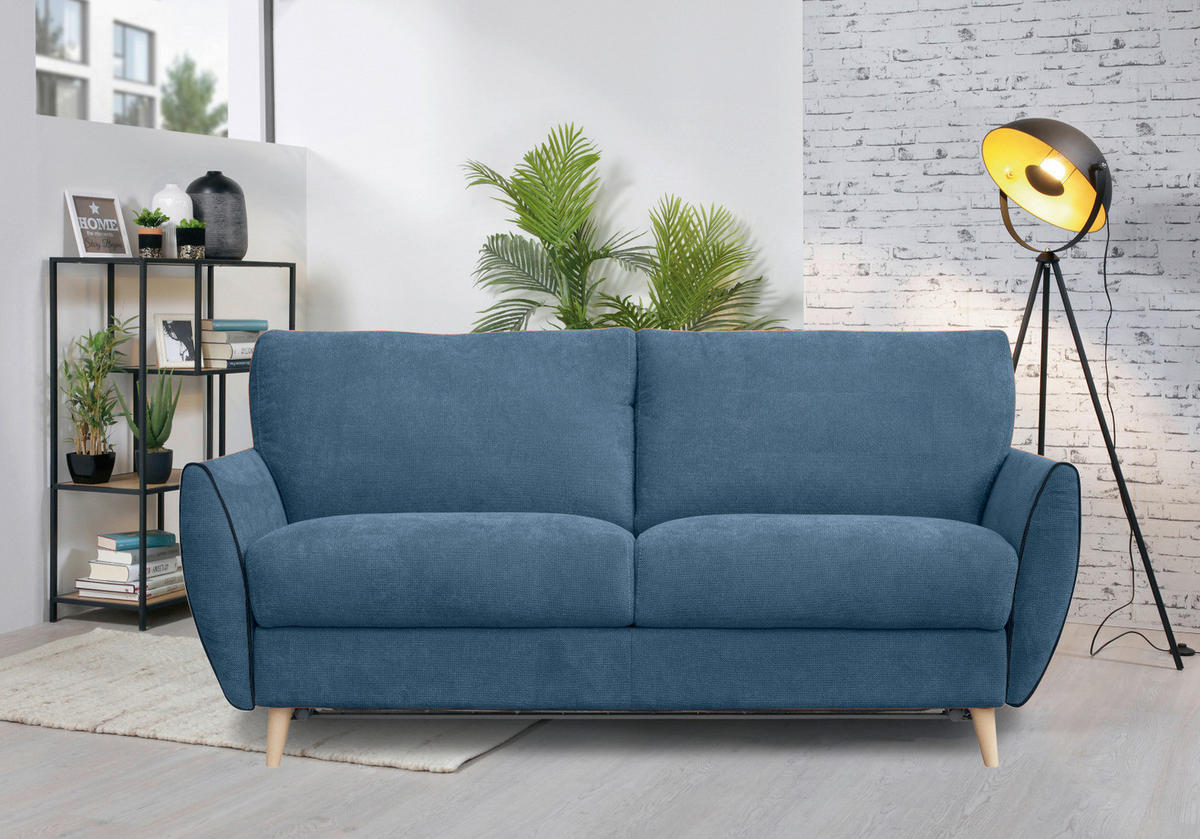 Canapea Extensibilă, lemn, metal, plastic, textil, material pe bază de lemn, albastru - albastru, Modern, plastic/lemn (192/95/100cm) - Novel