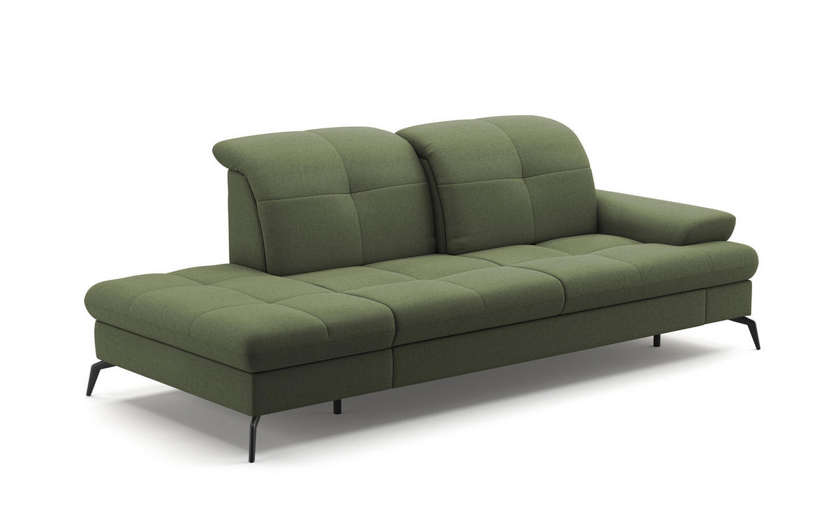 RÉCAMIERE in Flachgewebe Olivgrün  - Schwarz/Olivgrün, Konventionell, Textil/Metall (231/90/122cm) - Sit & More