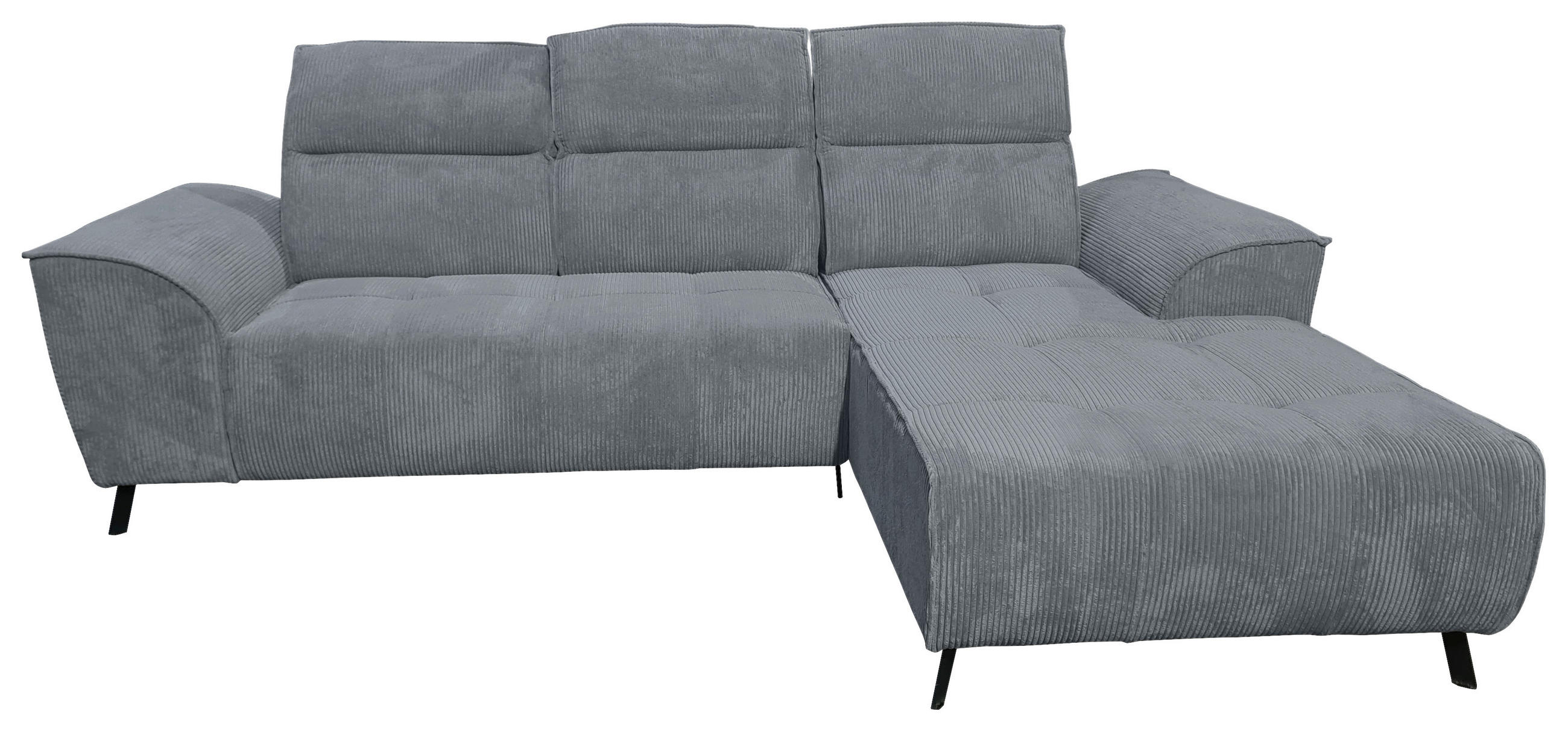 ECKSOFA Dunkelgrau Cord  - Dunkelgrau/Schwarz, KONVENTIONELL, Textil/Metall (290/196cm) - Carryhome