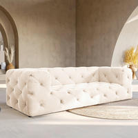 3-SITZER-SOFA Samt Creme  - Creme/Schwarz, Design, Kunststoff/Textil (230/71/100cm) - P & B