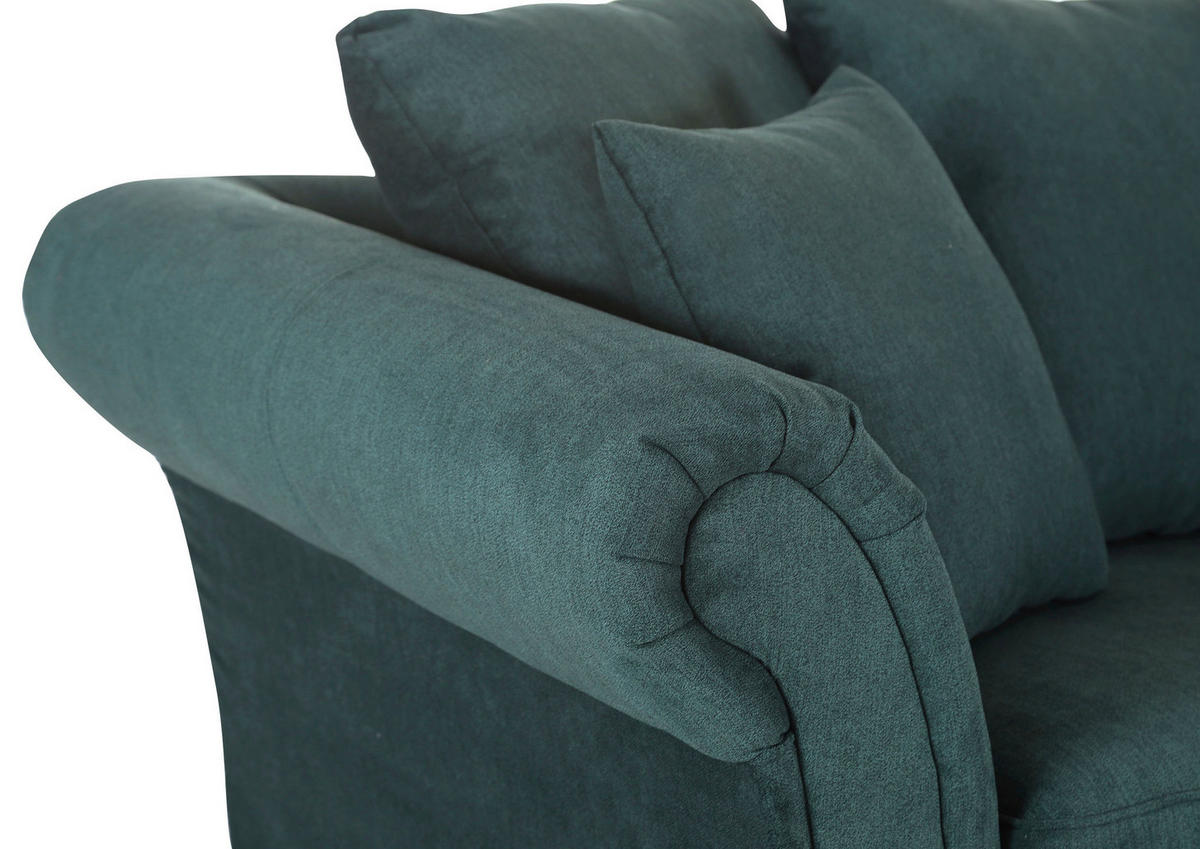 BIGSOFA in Flachgewebe Grün  - Dunkelbraun/Grün, KONVENTIONELL, Holz/Textil (270/80cm) - Livetastic