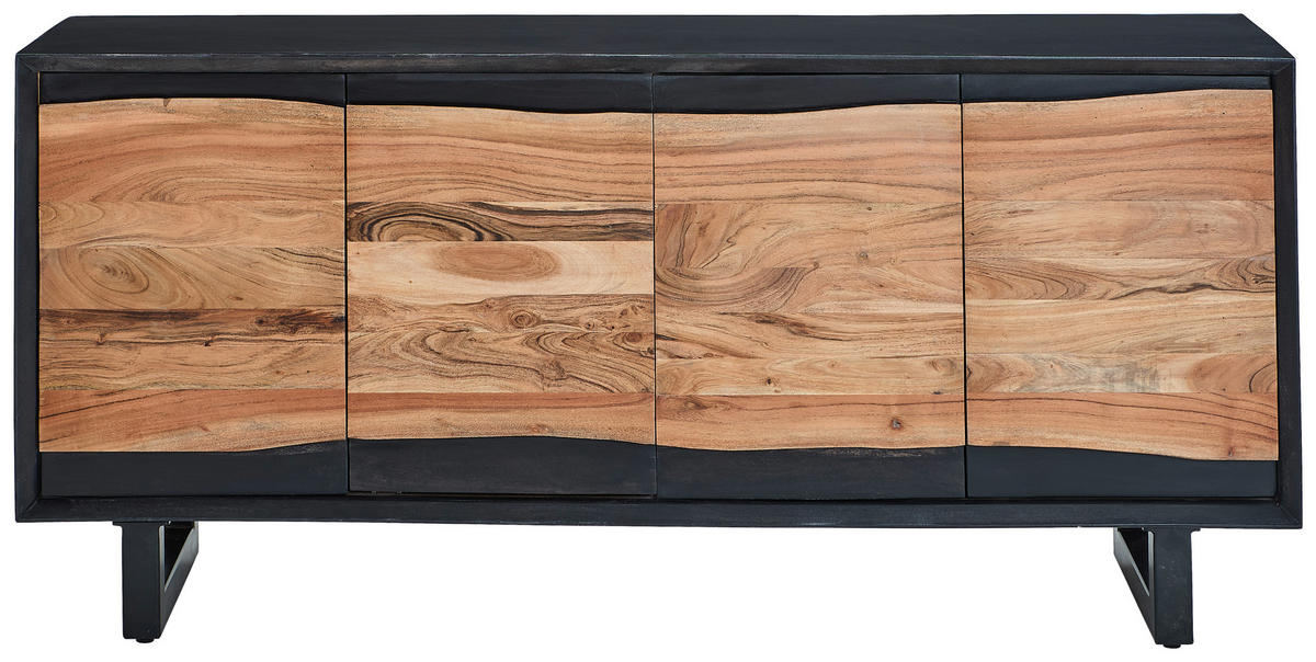 SIDEBOARD  168/76/61 cm  - Schwarz/Naturfarben, Design, Holz/Metall (168/76/61cm) - Livetastic