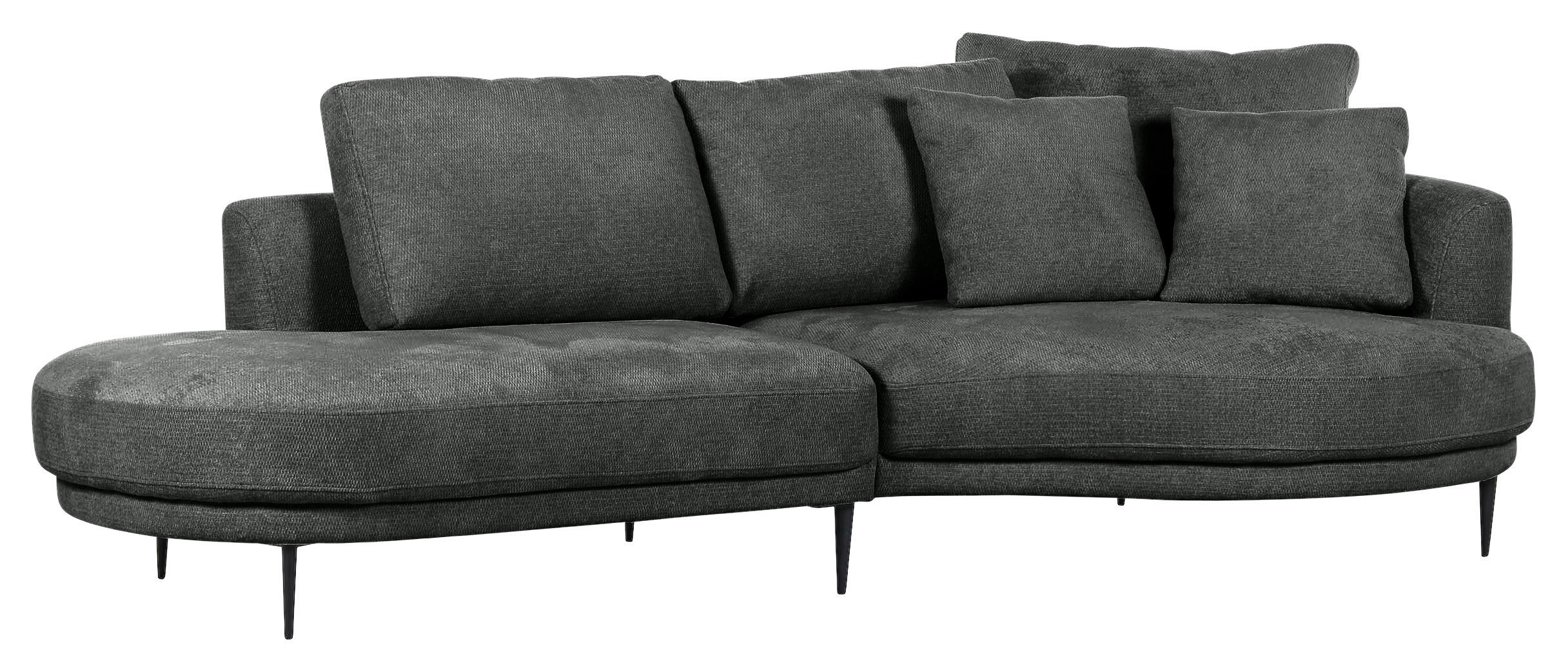 ECKSOFA in Chenille Dunkelgrau  - Dunkelgrau/Schwarz, Konventionell, Textil/Metall (275/140cm) - Carryhome
