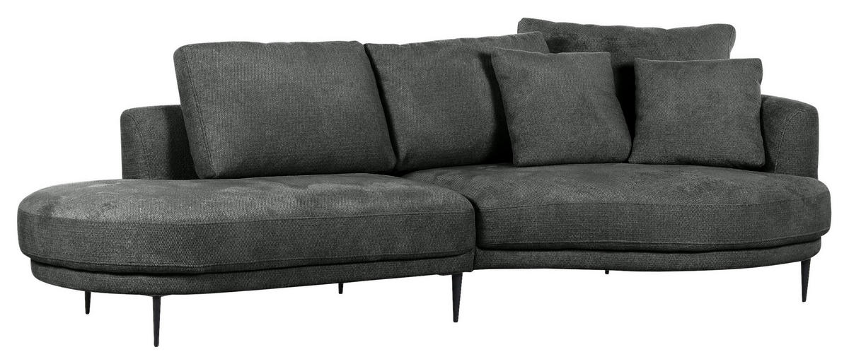 HÖRNSOFFA i chenille mörkgrå  - mörkgrå/svart, Klassisk, metall/textil (275/140cm) - Best Price