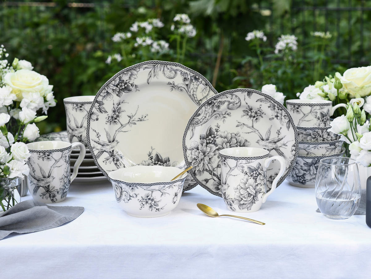 KOMPLETT SERVIS Adelaide Grau 16 delar  - vit/grå, Basics, keramik - Creatable