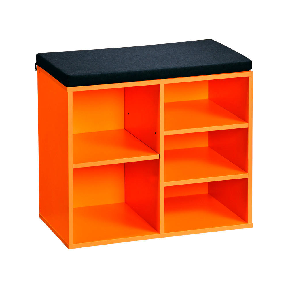 SCHUHREGAL Orange, Schwarz  - Schwarz/Orange, Basics, Holzwerkstoff/Textil (51.5/48/29.5cm) - Kesper