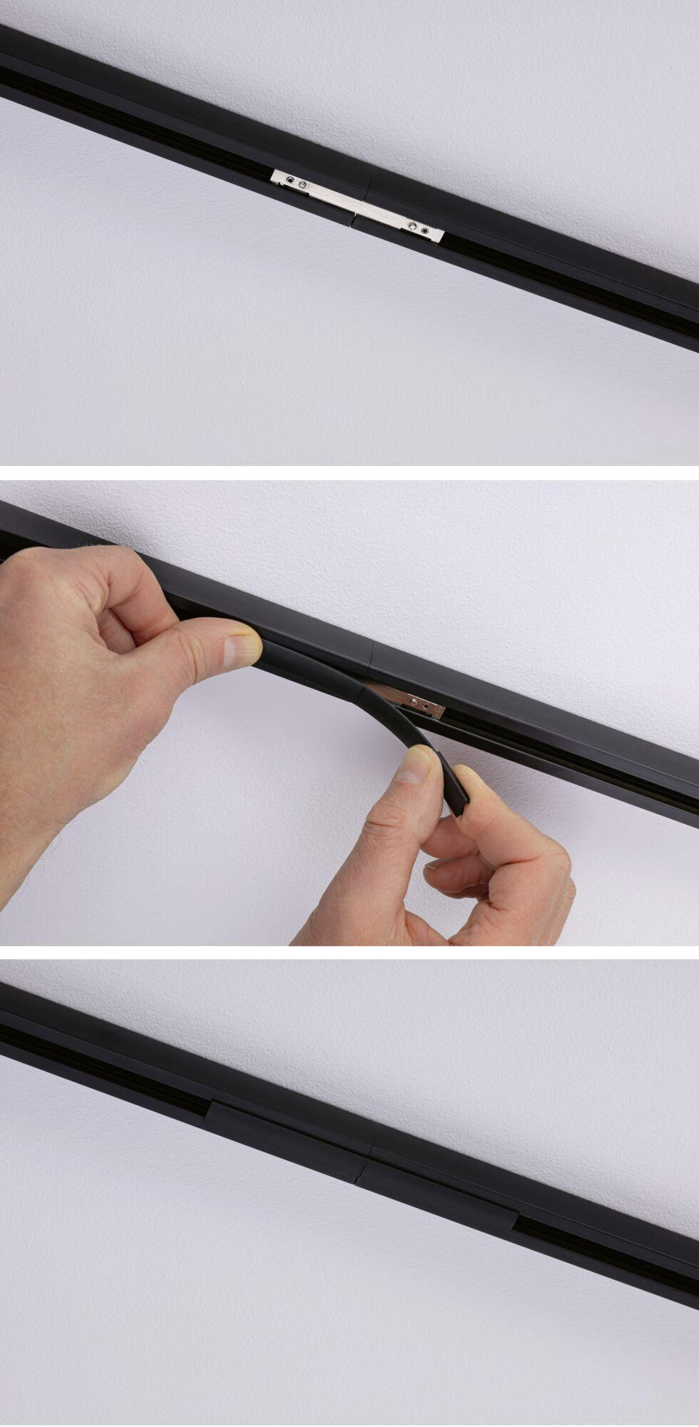 SCHIENENSYSTEM-VERBINDER - Transparent/Schwarz, Basics, Kunststoff (12,5/0,5cm) - Paulmann