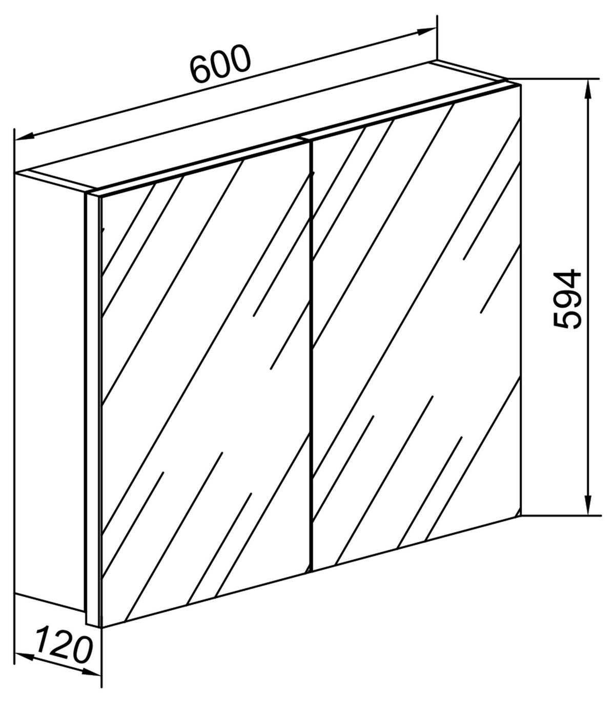 SPIEGELSCHRANK 60/59,2/12 cm  - Weiß, MODERN, Glas/Holzwerkstoff (60/59,2/12cm) - MID.YOU