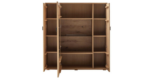 HIGHBOARD in - Eichefarben/Schwarz, Natur, Glas/Holz (130/141/37cm) - Hom`in
