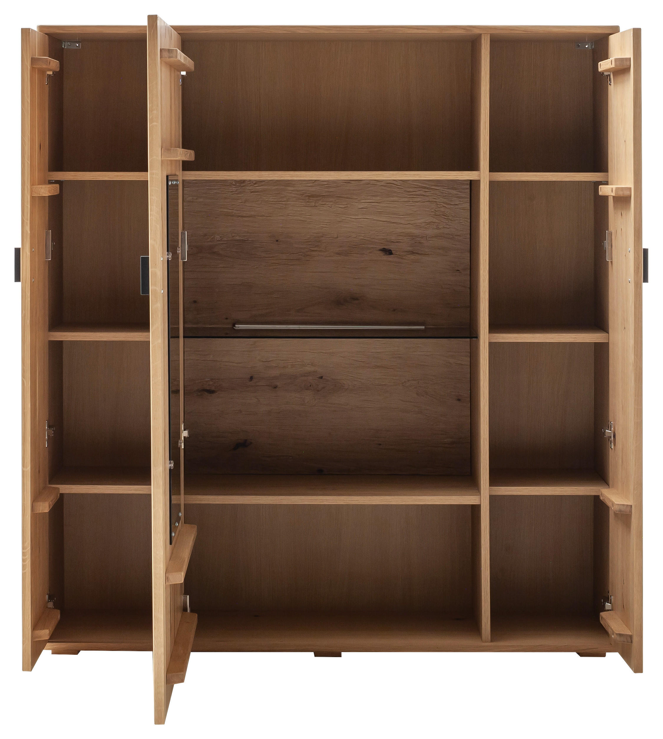 HIGHBOARD  in  - Eichefarben/Schwarz, Natur, Glas/Holz (130/141/37cm) - Hom`in