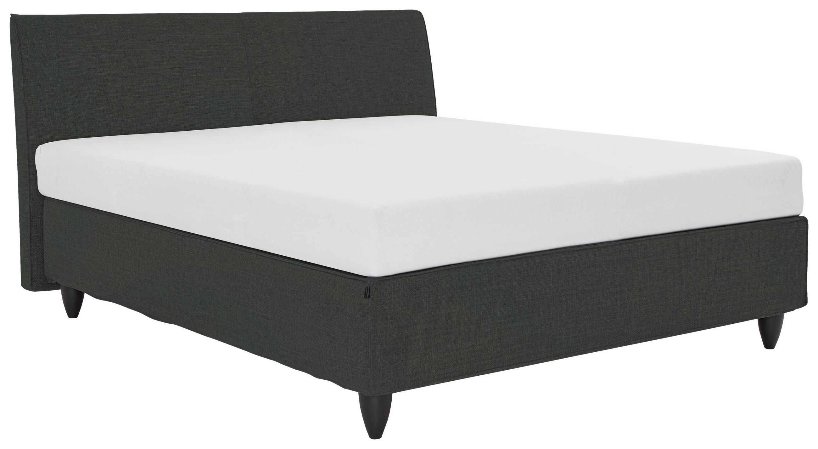 BOXSPRINGBETT 200/200 cm,  in Anthrazit, gepolstertes Kopfteil, Matratzen, H2 + H2 = mittel  - Anthrazit/Schwarz, Design, Holzwerkstoff/Kunststoff (200/200cm) - RUF Betten