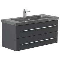 WASCHTISCHKOMBI 100 cm  - Graphitfarben, Basics, Holzwerkstoff/Stein (100cm) - MID.YOU