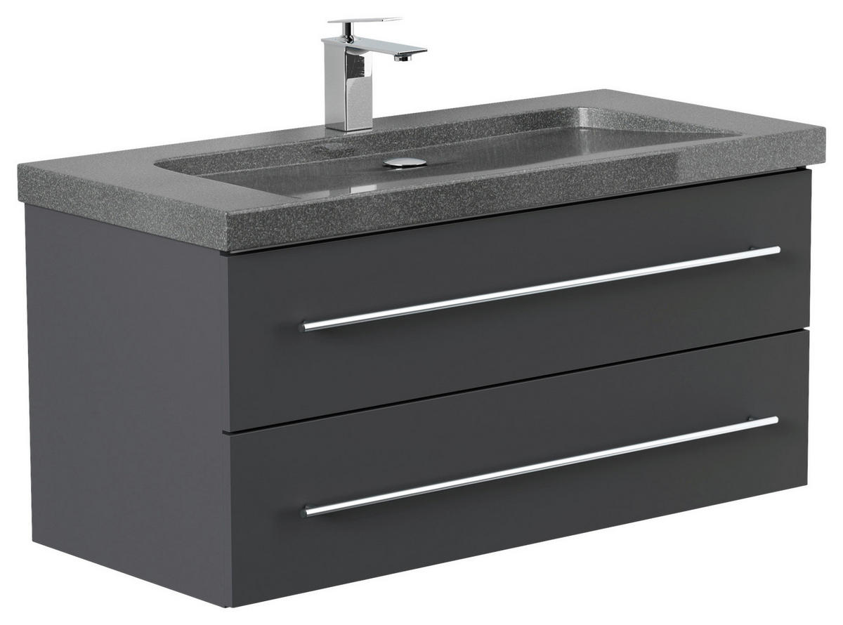 WASCHTISCHKOMBI 100 cm  - Graphitfarben, Basics, Holzwerkstoff/Stein (100cm) - MID.YOU