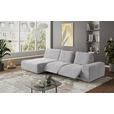 ECKSOFA in Velours Silberfarben  - Silberfarben/Schwarz, Design, Kunststoff/Textil (174/342cm) - Xora