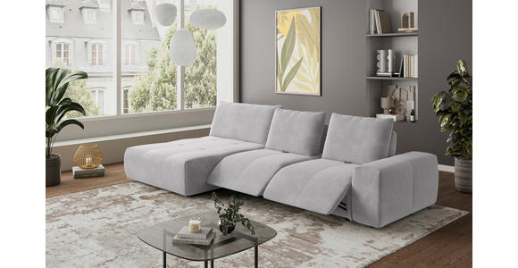 ECKSOFA in Velours Silberfarben  - Silberfarben/Schwarz, Design, Kunststoff/Textil (174/342cm) - Xora