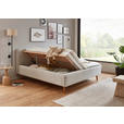 POLSTERBETT gepolstertes Kopfteil, Lattenrost, Bettkasten Beige 160/200 cm  - Eichefarben/Birkefarben, Design, Holz/Textil (160/200cm) - Xora