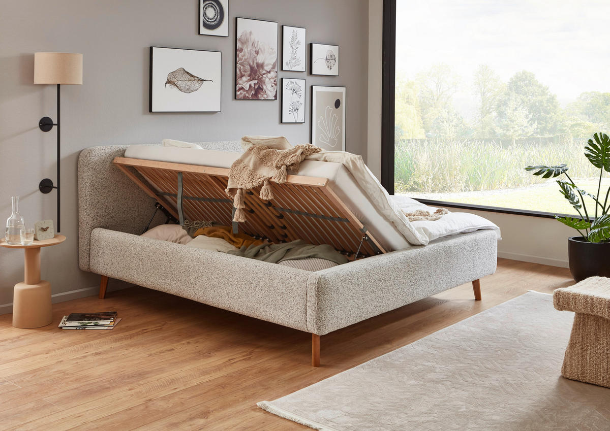 POLSTERBETT 120/200 cm, {[inkl. ],item.attr('349-543'),[, ]} - Eichefarben/Birkefarben, Design, Holz/Textil (120/200cm) - Xora