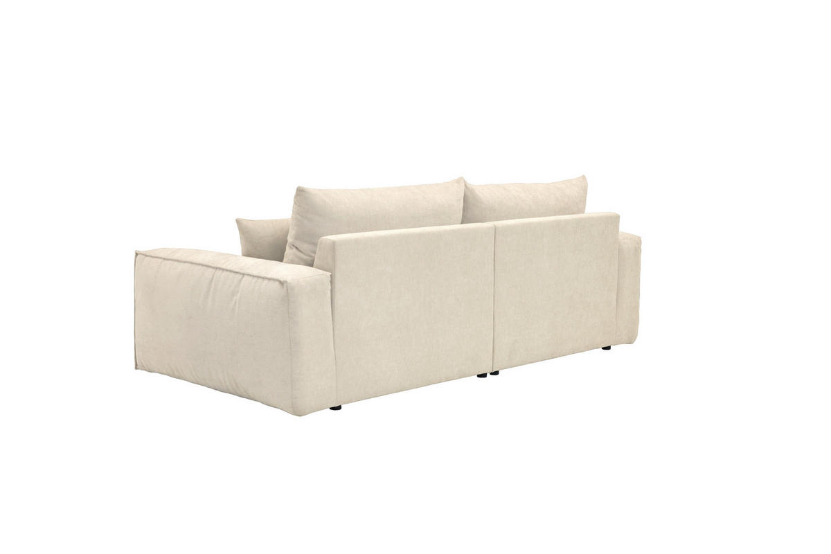 BIGSOFA Chenille Creme  - Creme/Schwarz, MODERN, Kunststoff/Textil (255/76/117cm) - Milino
