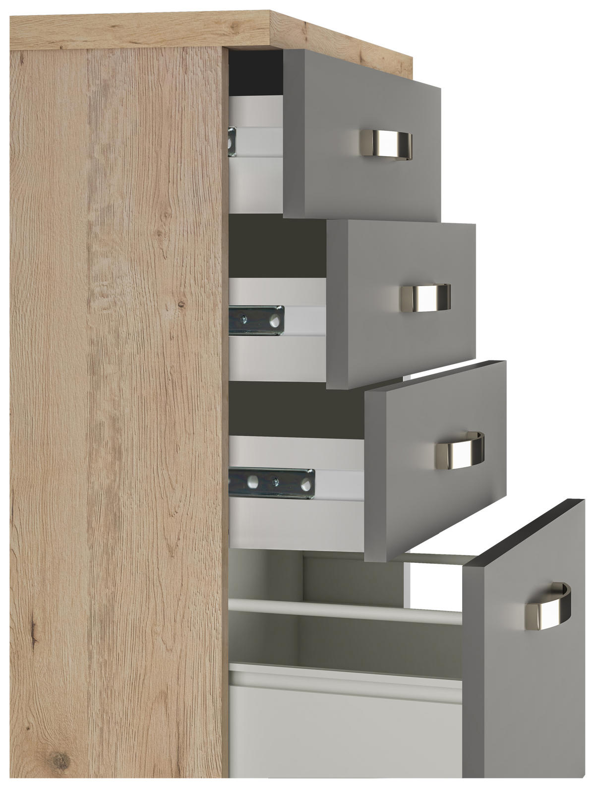 SCHUBKASTENUNTERSCHRANK 50/85/60 cm  in Edelstahlfarben, Dunkelgrau, Eiche San Remo  - Edelstahlfarben/Dunkelgrau, MODERN, Holzwerkstoff/Metall (50/85/60cm) - FlexWell