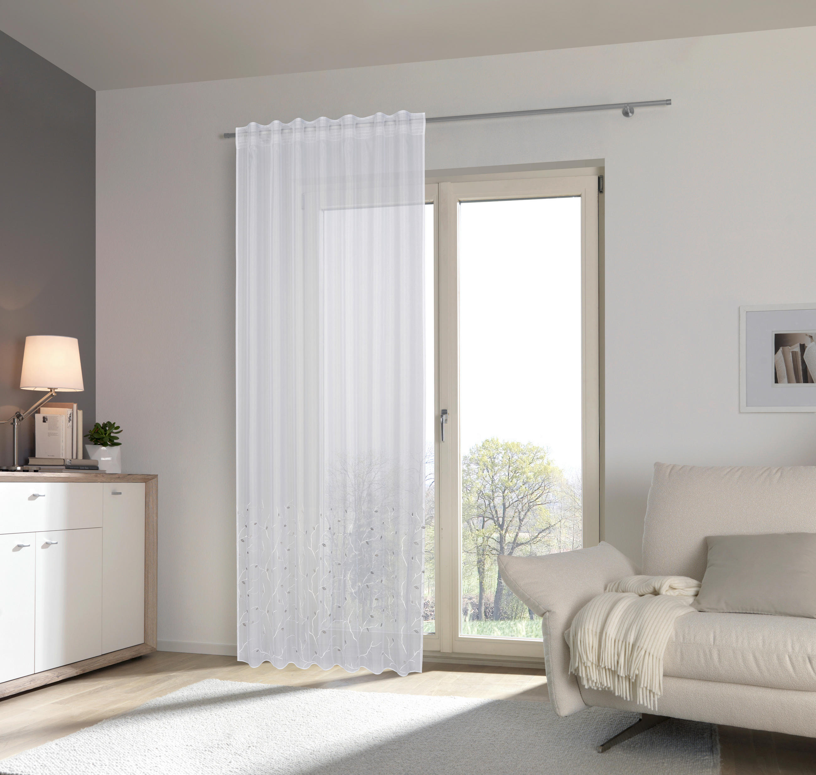 KONČANA ZAVESA  prosojno   135/160 cm  - bela, Basics, tekstil (135/160cm) - Esposa