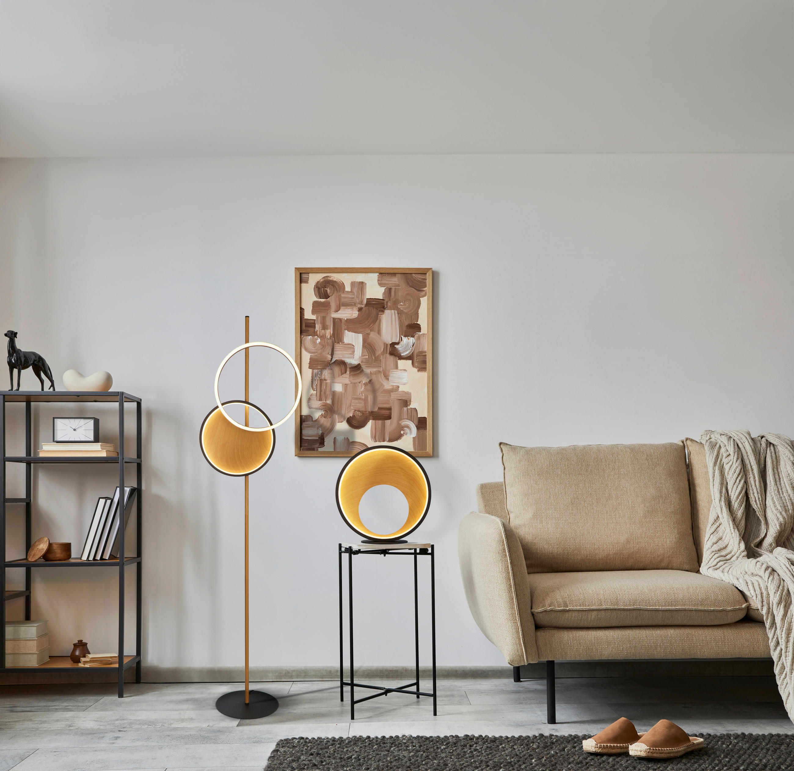 LED-STEHLEUCHTE 38.5/25/150 cm    - Schwarz/Braun, MODERN, Kunststoff/Metall (38.5/25/150cm) - Searchlight