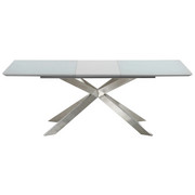 JEDILNA MIZA, bela, nerjaveče jeklo - bela/nerjaveče jeklo, Design, kovina/steklo (160-210/95/76cm) - Novel