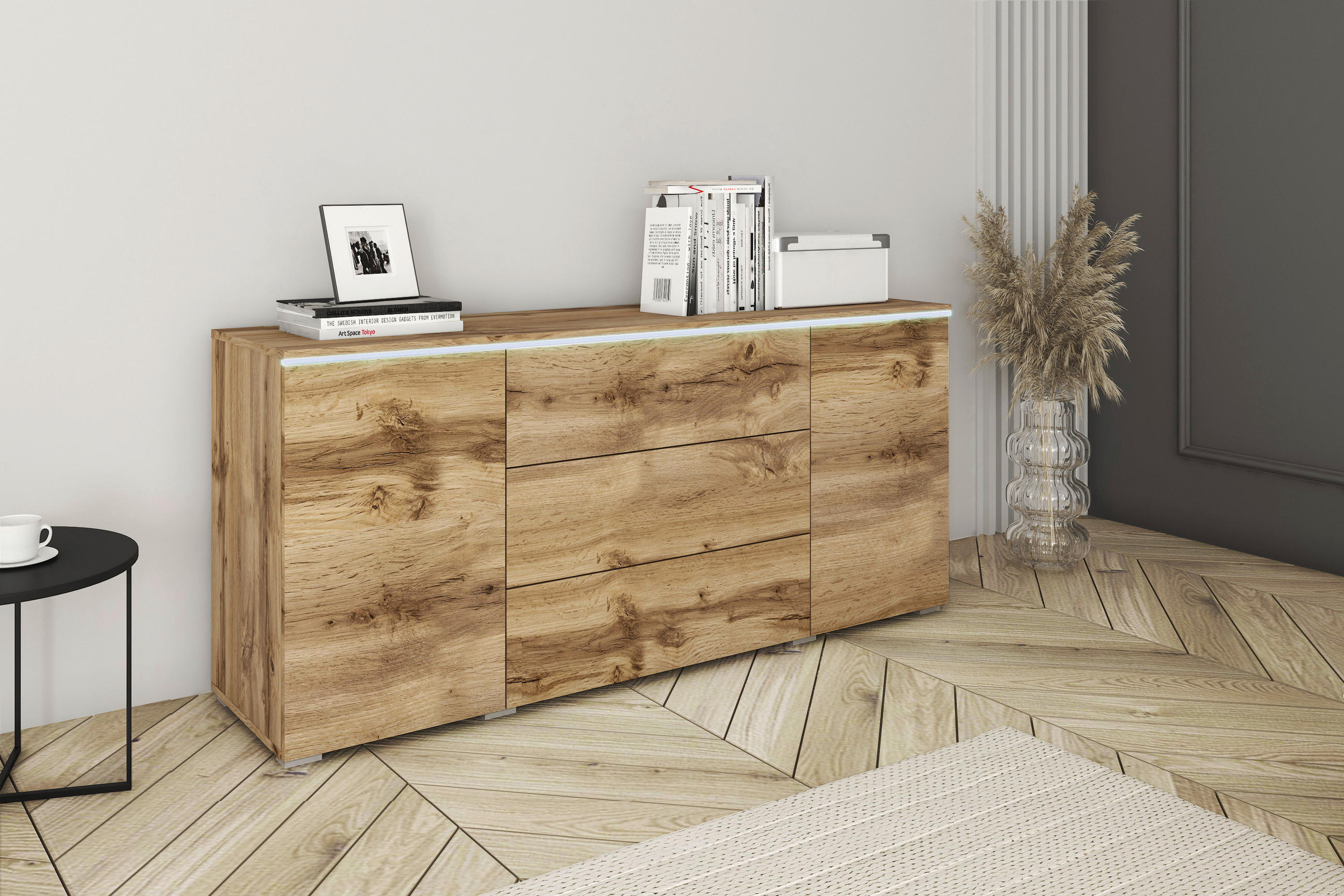 SIDEBOARD  in 150/67,9/39,5 cm  - Eiche Wotan/Grau, LIFESTYLE, Holzwerkstoff/Kunststoff (150/67,9/39,5cm) - P & B