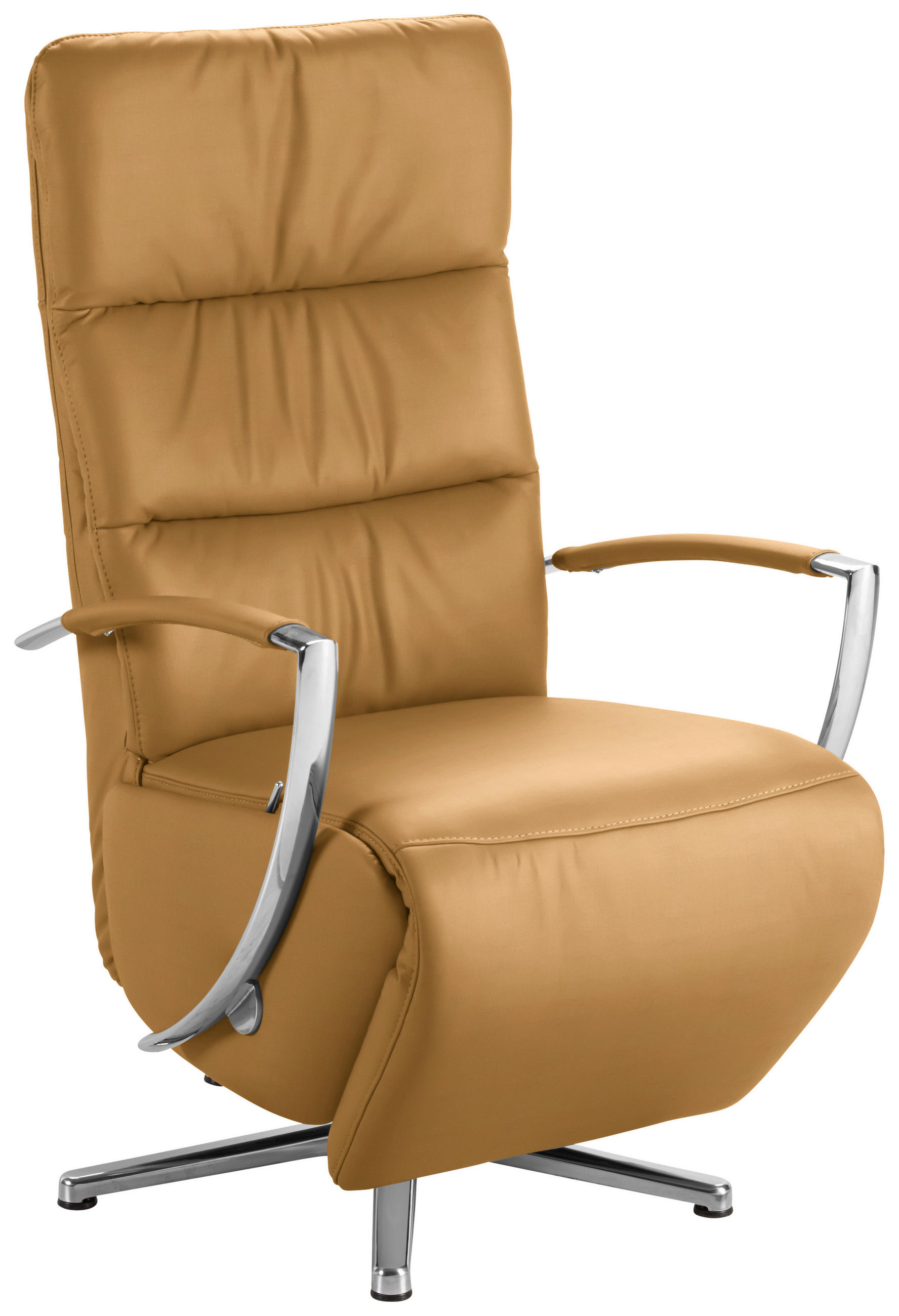 RELAXSESSEL in Leder Cognac  - Chromfarben/Cognac, Design, Leder/Metall (64/112/80cm) - Cantus