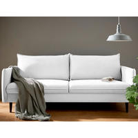 3-SITZER-SOFA JULI in Samt Weiß  - Schwarz/Weiß, Design, Holz/Textil (203/86/100cm) - P & B