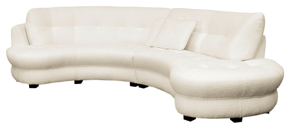 ECKSOFA Rundform  Weiß Bouclé  - Schwarz/Weiß, Design, Kunststoff/Textil (300/113cm) - Livetastic
