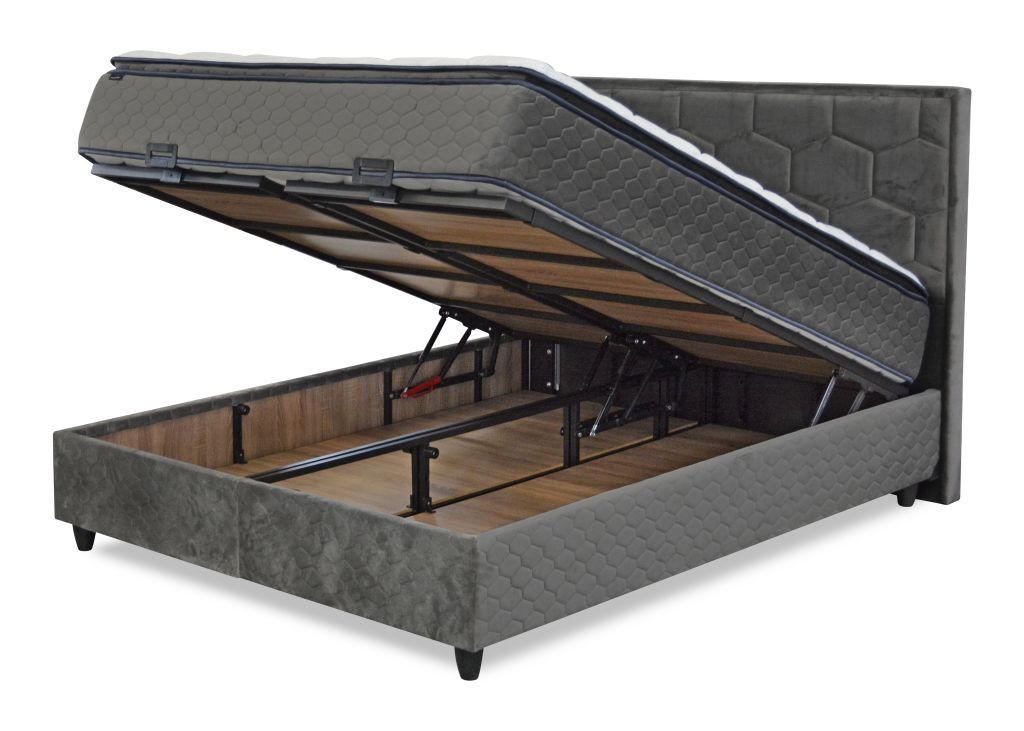 BOX KREVET 160/200 cm siva - siva/crna, Moderno, drvni materijal/tekstil (160/200cm) - Hom`in