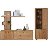WOHNWAND  in Dunkelgrau, Wildeiche 301/202/45 cm  - Wildeiche/Dunkelgrau, Design, Glas/Holz (301/202/45cm) - Valnatura