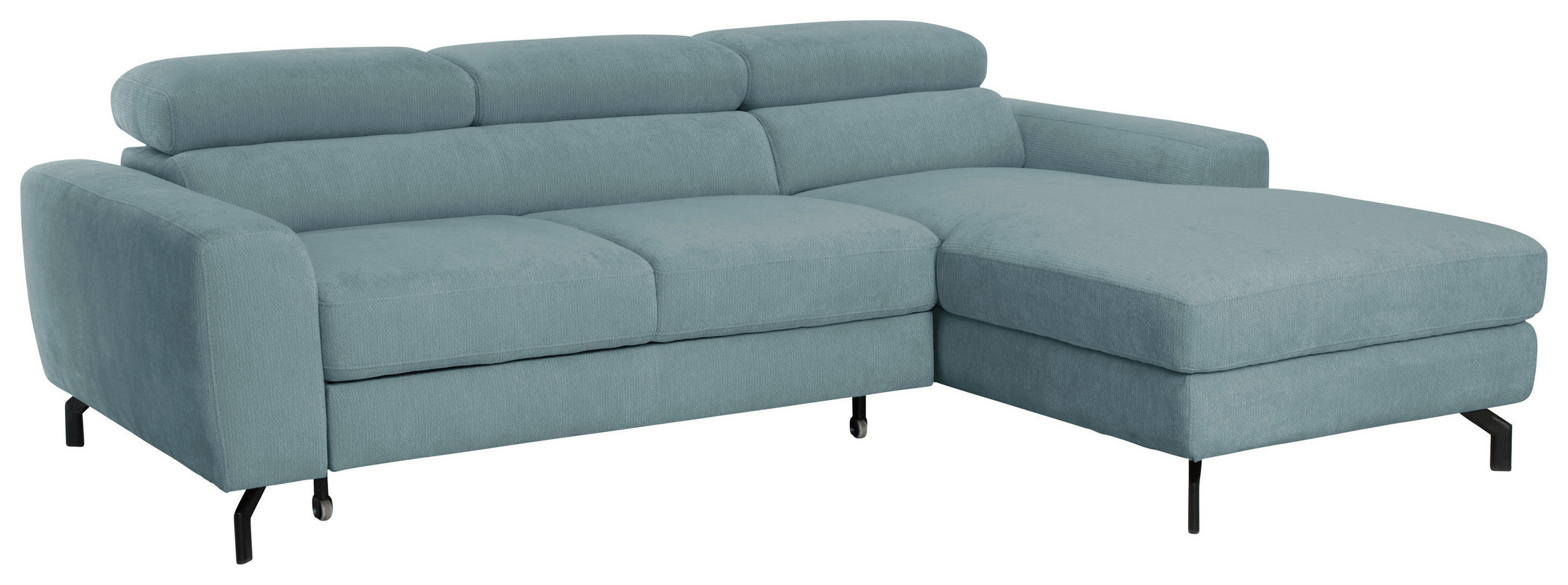 ECKSOFA LARGO in Chenille Blau  226/177 cm  - Blau/Schwarz, Design, Textil/Metall (226/177cm) - Livetastic