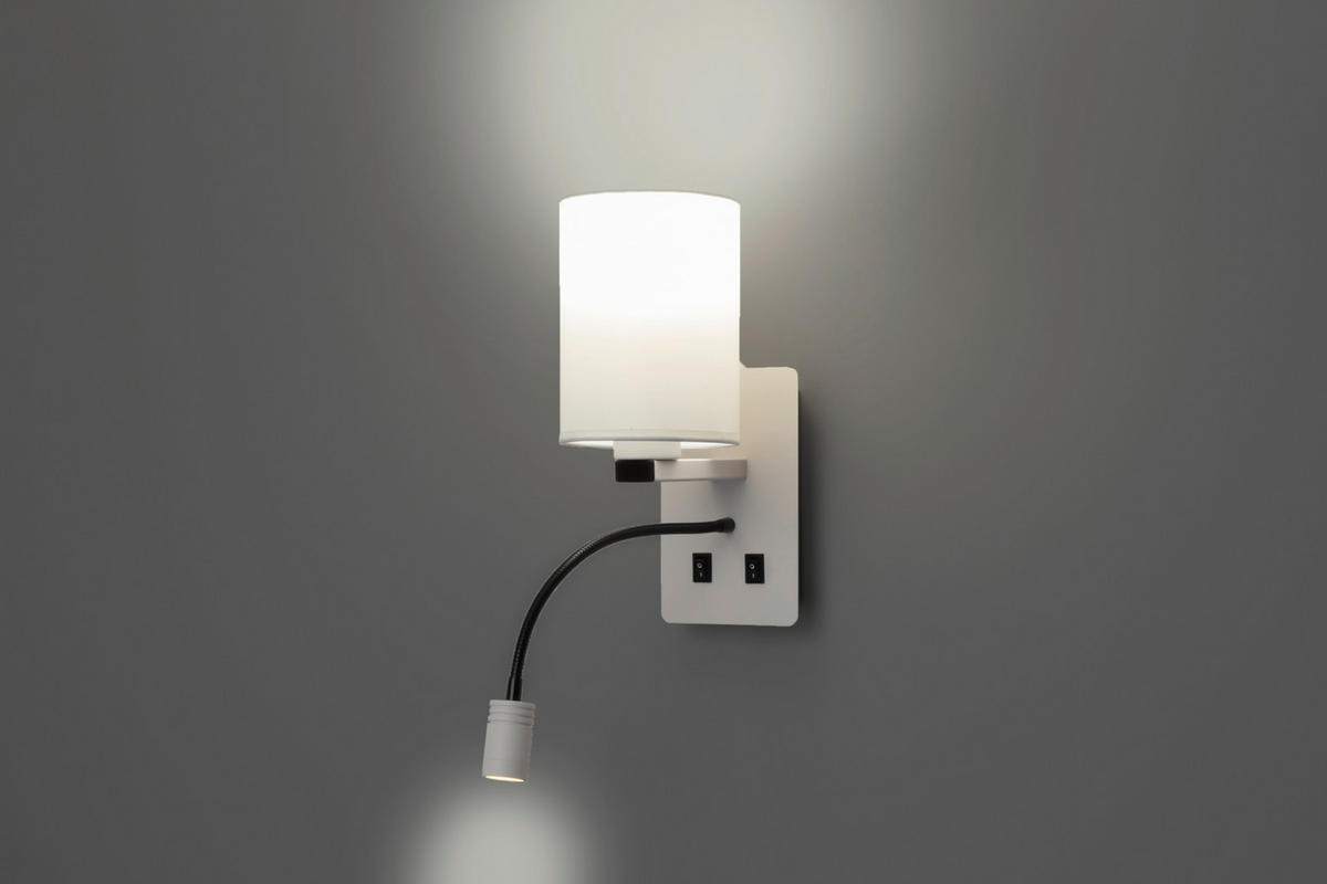 VÄGGLAMPA Magnum 23/22/13 cm   - vit, Klassisk, metall (23/22/13cm)