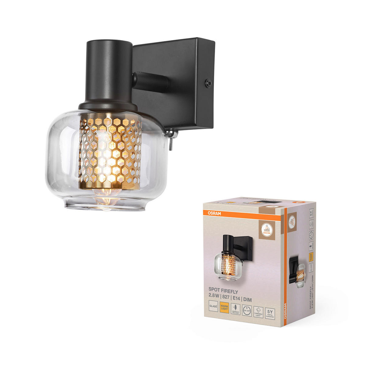 LED-STRAHLER 10,5/14,5/15,2 cm   - Basics, Glas/Metall (10,5/14,5/15,2cm) - Osram