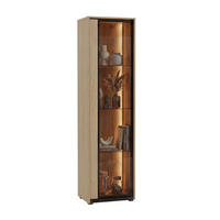VITRINSKÅP FRAME svart, ekfärgad  50/190/34 cm  - svart/ekfärgad, Modern, trämaterial/glas (50/190/34cm) - Stylife