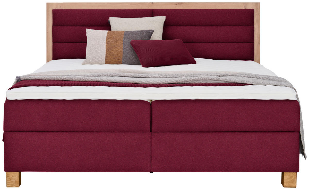 BOXBETT 160/200 cm  in Dunkelrot, Eiche Artisan  - Eiche Artisan/Dunkelrot, Konventionell, Holz/Holzwerkstoff (160/200cm) - Carryhome