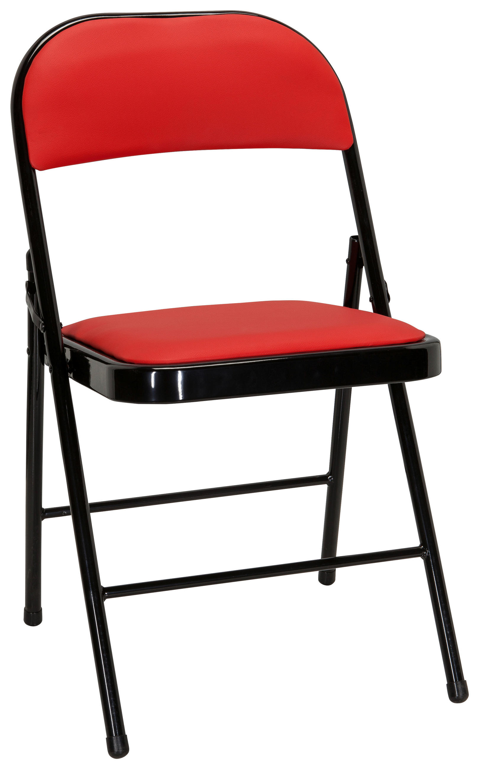 KLAPPSTUHL Lederlook Rot, Schwarz  - Rot/Schwarz, Basics, Textil/Metall (44/80/49cm) - MID.YOU