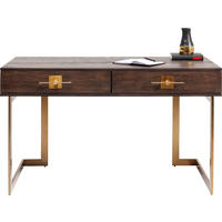 SCHREIBTISCH 138/60/81 cm Braun, Messingfarben  - Messingfarben/Braun, Trend, Holzwerkstoff/Metall (138/60/81cm) - Kare-Design