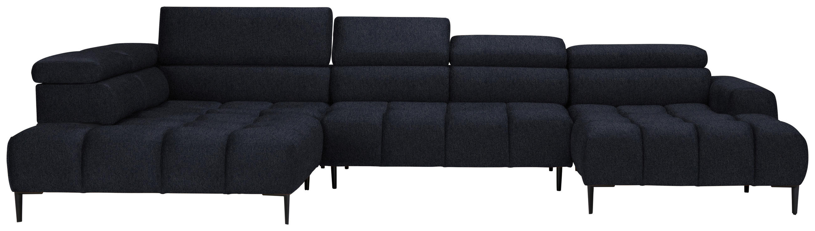 WOHNLANDSCHAFT in Webstoff Schwarz  - Schwarz, Design, Textil/Metall (216/385/177cm) - Welnova