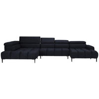 WOHNLANDSCHAFT in Webstoff Schwarz  - Schwarz, Design, Textil/Metall (216/385/177cm) - Welnova