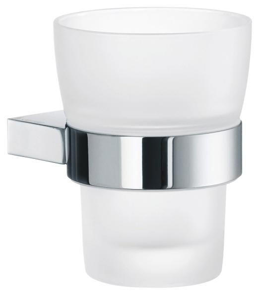 ZAHNPUTZBECHER Metall, Glas  - Chromfarben, Basics, Glas/Metall (7,4/9,8cm)