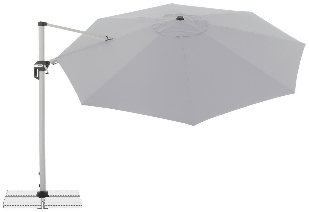 AMPELSCHIRM 370 cm   - Silberfarben/Hellgrau, Basics, Textil/Metall (370cm) - Doppler