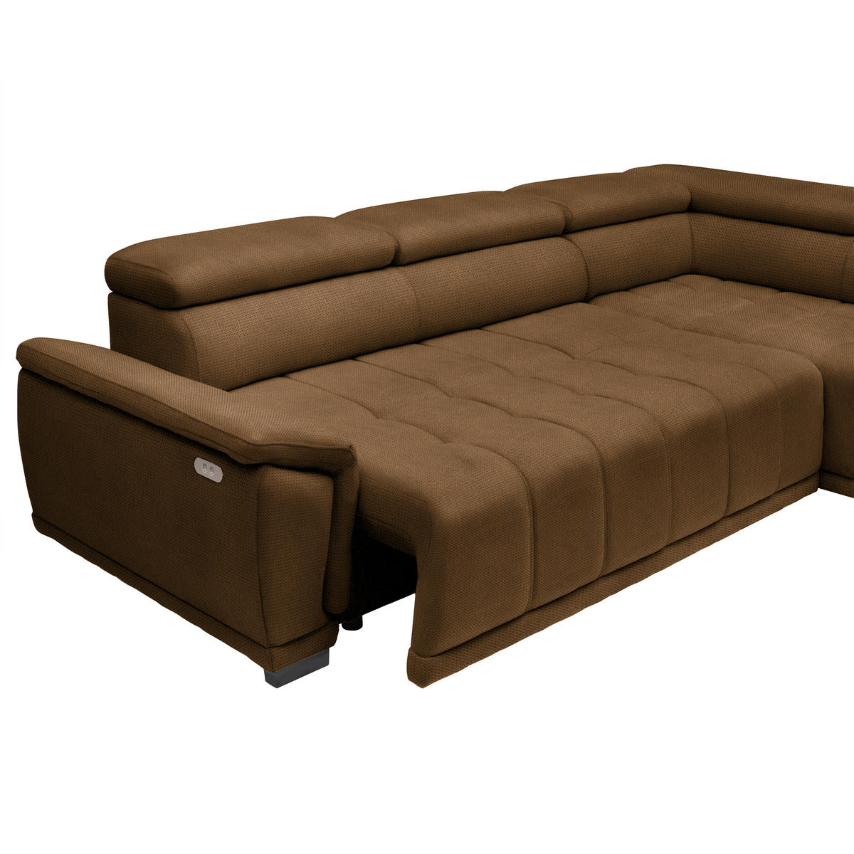 HÖRNSOFFA i chenille, vävt tyg rostfärgad  - svart/rostfärgad, Modern, textil/plast (283/106cm) - MID.YOU