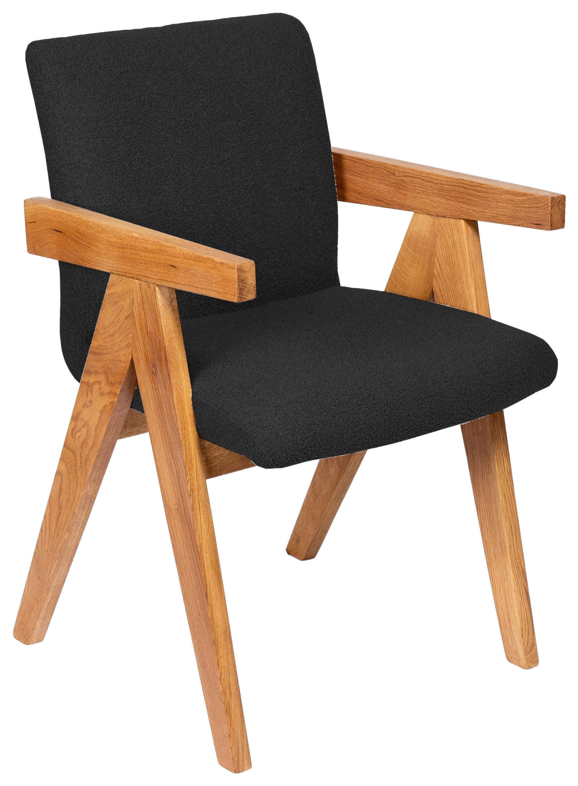 ARMLEHNSTUHL  in Bouclé  - Eichefarben/Anthrazit, KONVENTIONELL, Holz/Textil (53,5/83/62cm) - Linea Natura