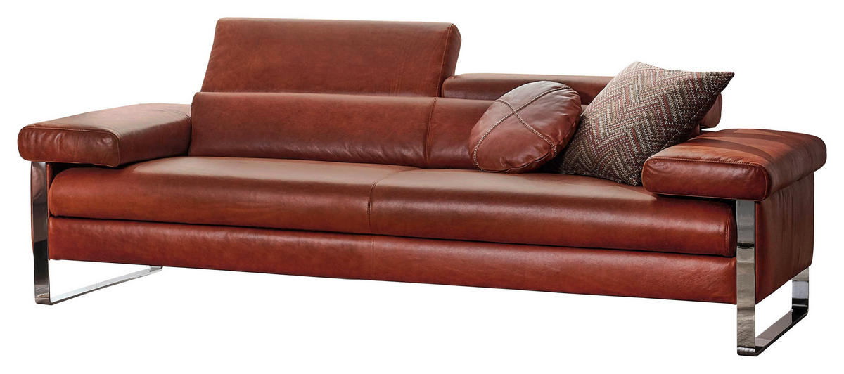 2-SITZER-SOFA Echtleder Braun  - Chromfarben/Braun, Design, Leder (230/71/106cm) - Chilliano